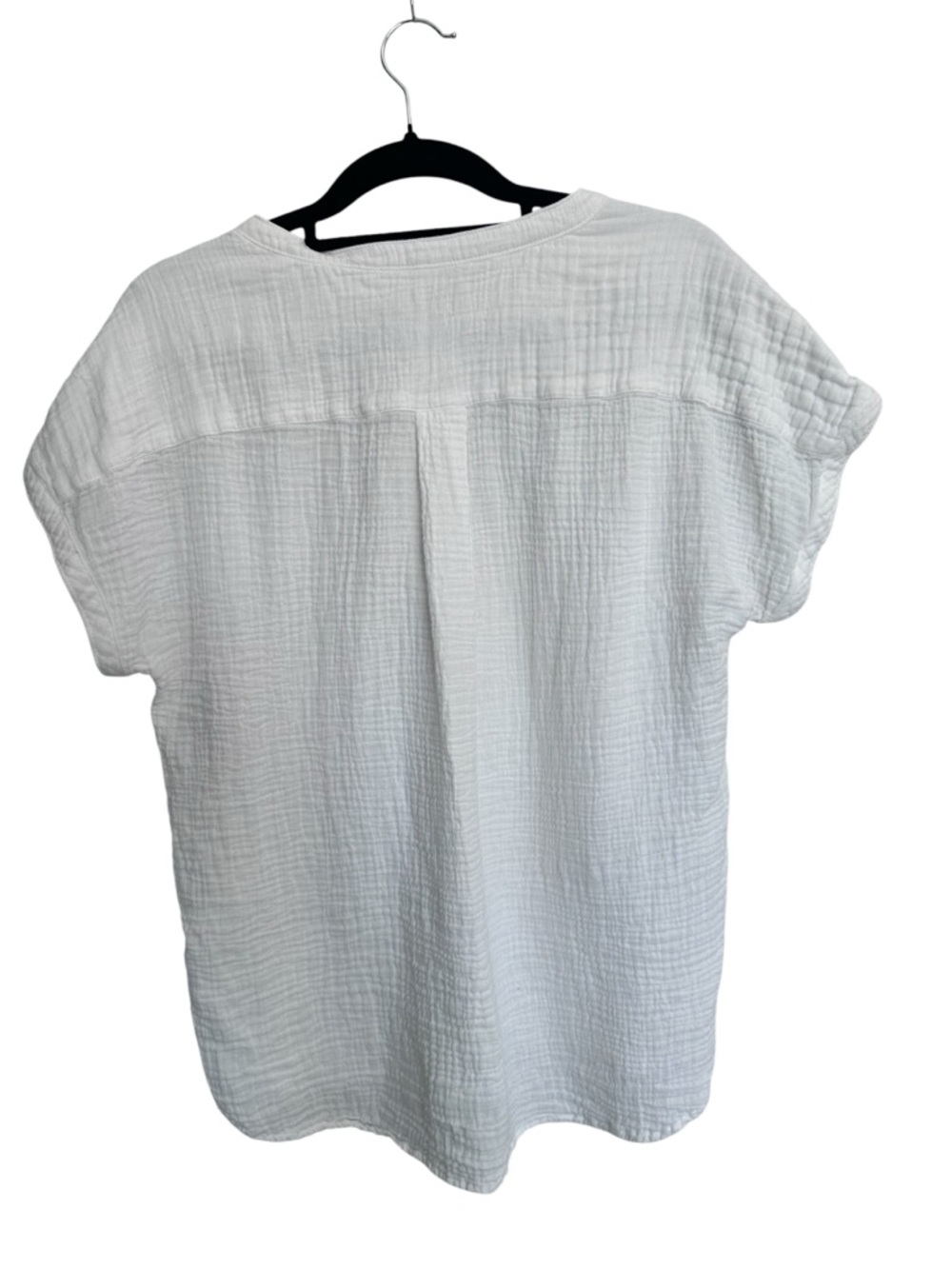 Faherty White Dream Cotton Gauze Desmond Short Sleeve Blouse - Picture 3 of 7